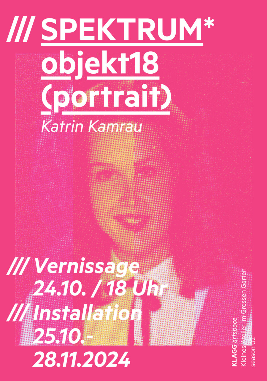 invitation to SPEKTRUM*objekt18(portrait) at KLAGG art space, TU Dresden.